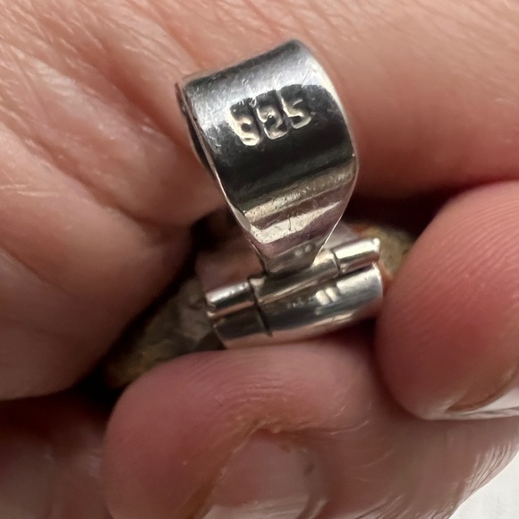 Leopard Jasper and garnet Pendant. Sterling silver, handcrafted - Picture 10 of 12